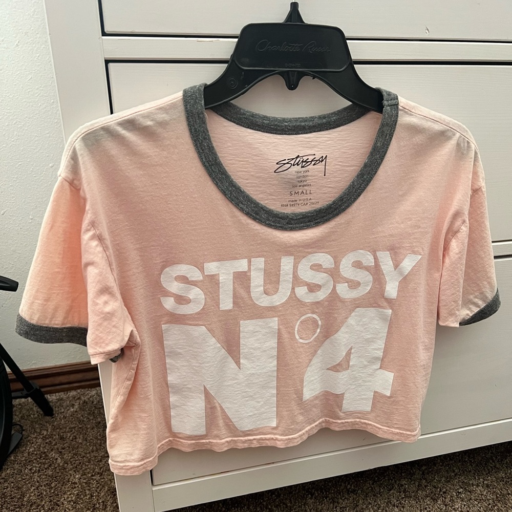 Stussy Oversized Crop Top Boxy Ringer Tee